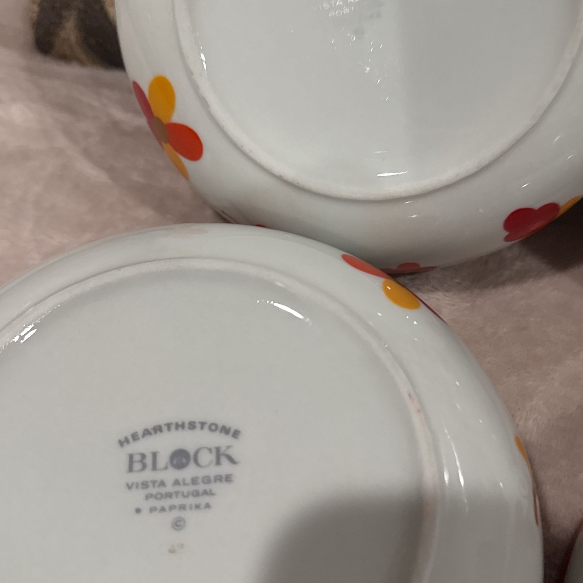 VTG Block Portugal PAPRIKA Vista Alegre Hearthstone Red Yellow Soup Cereal Bowls