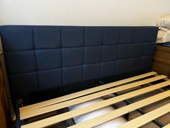 King Bed Frame - Upholstered Navy Blue