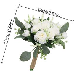 Wedding Bouquets for Bride Bridesmaid, Artificial White