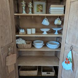 Antique Armoire Pantry Cabinet, Coffee Station