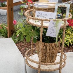 Mosaic Wicker Bar Cart 