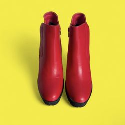 Red Platform Chunky Boots