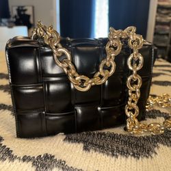 Black Handbag with Gold Hardware