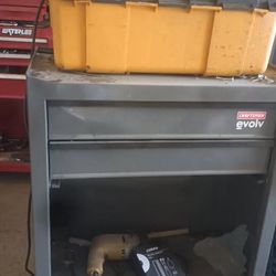 grey and yellow toolboxes
