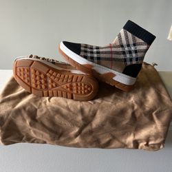 NEW- Burberry Vintage Check Sock Sneakers- Kids Sz 27