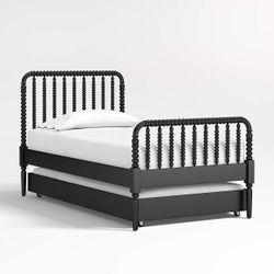 Crate & Barrel Jenny Lind Twin Bed Black Incl. Trundle, 2 Mattresses