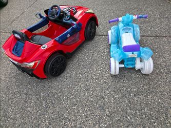 Power wheels spiderman car and elsa