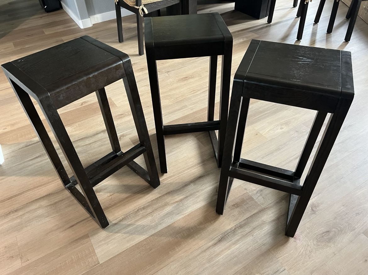 West Elm Solid Wood Bar Stools (3)