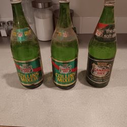 Vintage 1970's Canada Dry Collins Mixer & Ginger Ale Bottles 