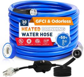 15 25 30FT(10-50FT) Heated Water Hose for Rv,-50°F-46°C Heated Hose with Leakage Protection,Heated Garden Hose for 5/8" Inner,Self-Regulating Hose Wat