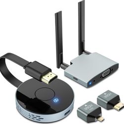 Wireless HDMI Transmitter and Receiver, Plug and Play, Extender Kit Support 2.4/5GHz for Streaming Video, Audio and File to Monitor from Laptop/Pc/Tv 