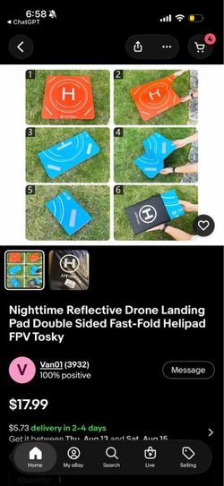 FPVtosky Foldable reversible Drone Landing Pad with Carry Bag Orange/Blue