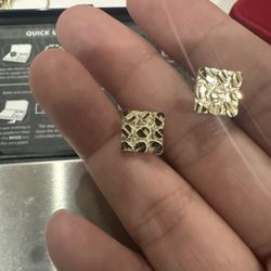 10kt Yellow Gold Square Nugget Studs 