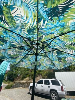 Patio table and umbrella