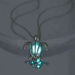 Luminous sea turtle charm necklace