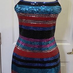 Dazzling Sequin Prom Or Party Dress Size S Or 2/4 Adjustable  NWT