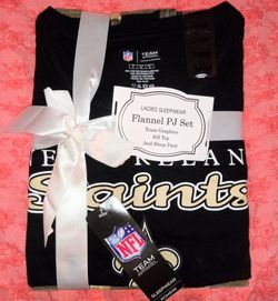 New Orleans Saints Flannel Pajamas Set Large