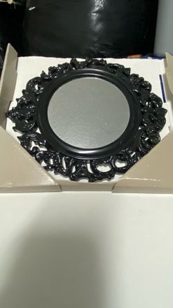Black Ornate Round Wall Mirror