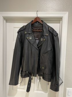 USA BIKERS DREAM APPAREL ~ Vintage 90's black leather motorcycle jacket