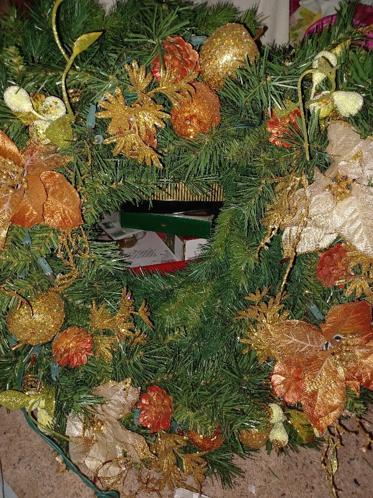 Decorated Lighted Wreath