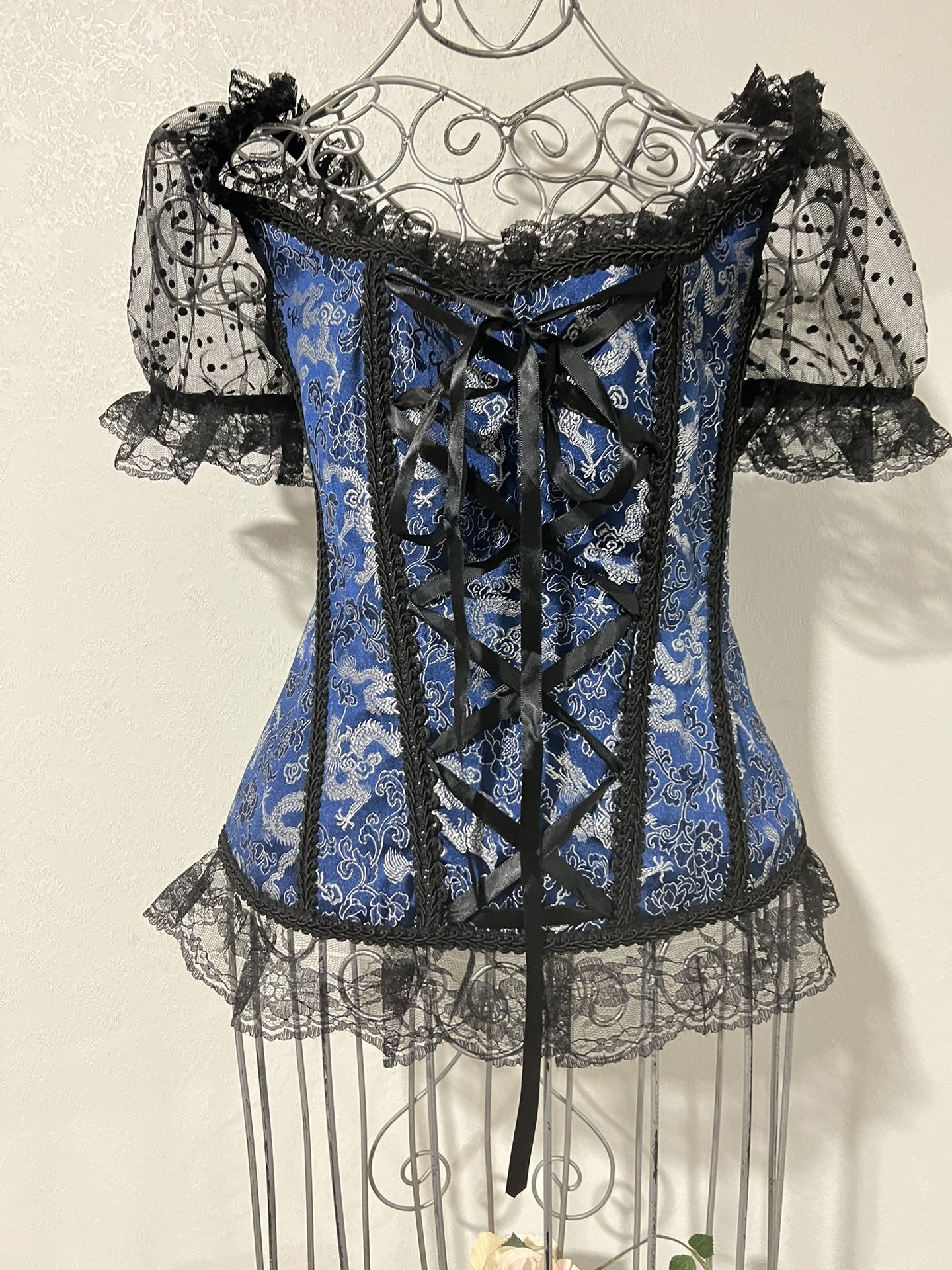 Corset Blue with Sleeves Size S