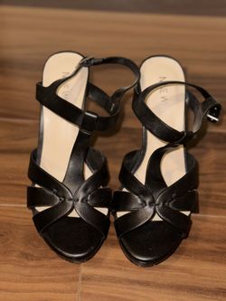 Nine West Woman’s Platform Sandals Leather Black 