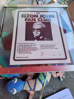Vintage Elton John Fan Club Membership Flyer