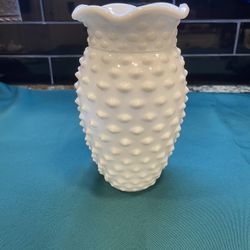 Vintage And Collectible Mill Glass Hobnail Vase 