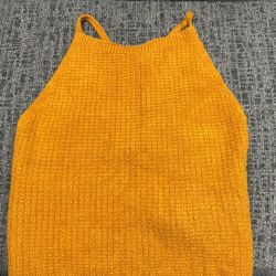 Halter Long Crop Top Cross Cross Back Size Medium