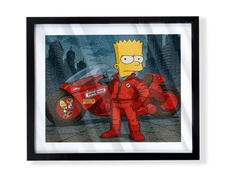 the Simpsons Bart as Mitsuru Kuwata From Akira Custom art in black Frame