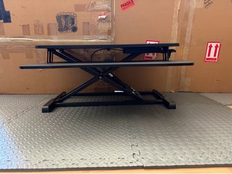 Adjustable Sit-Stand Desk Converter / Dual-Tier Desktop Riser (Black)