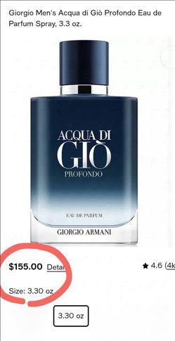 Authentic Giorgio Armani Men's Aqua di gio Profondo Parfum Edp 100ml Bottle 90% Full (No Box) Asking $70 Firm on Price Retails $130+