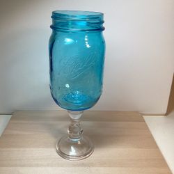 Farmhouse Blue Ball Mason Jar Votive/Tealight Holder Or Vase 