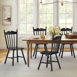 Black Solid Wood Dining Chair Set Of 4 