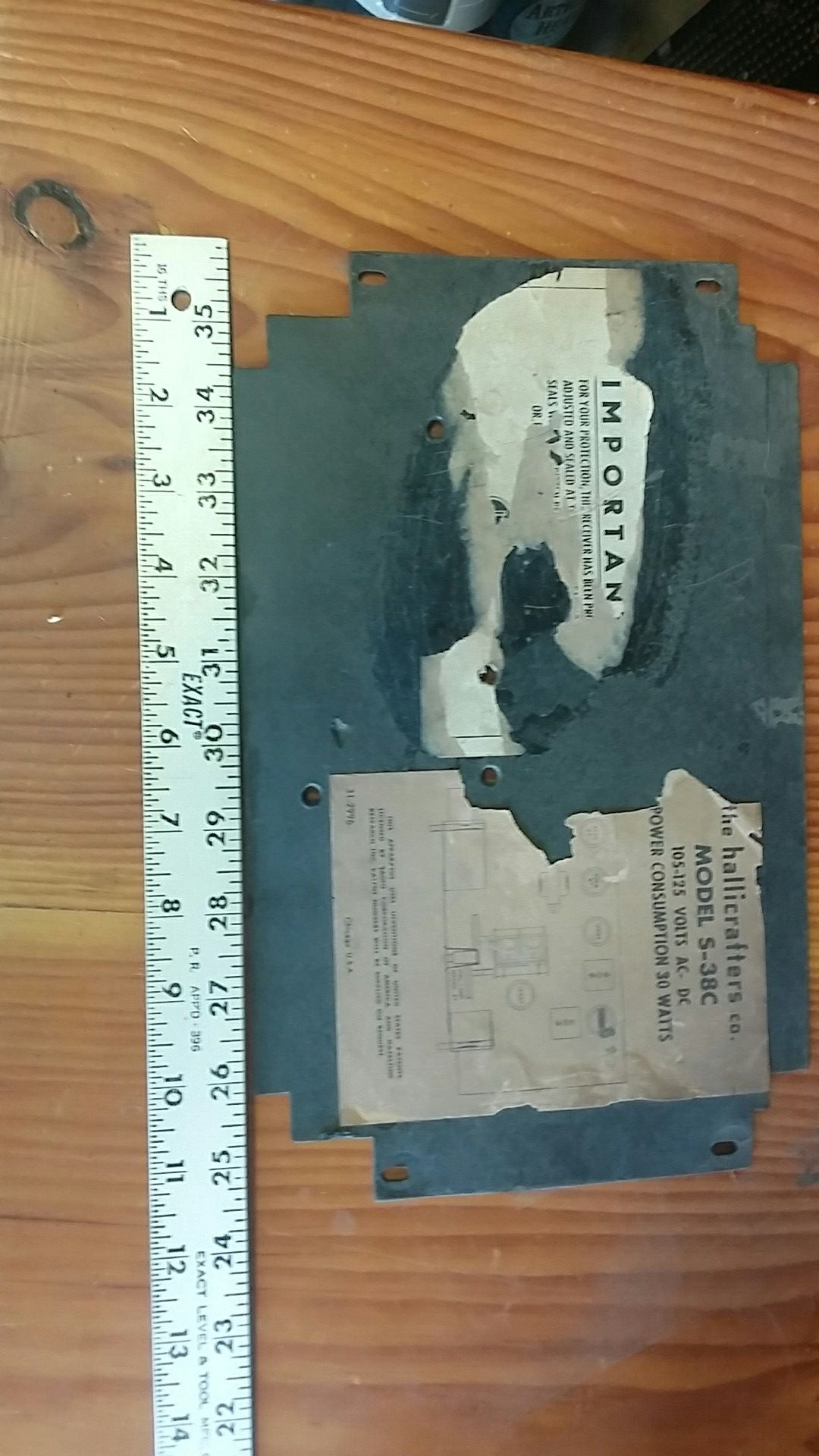 REAR COMPOSIT SECTION @ Hallicrafters Model S - 38c ham radio cardboard backing cover