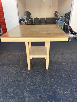 Wood top square dining table counter height table