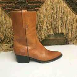 Cole Haan Women's Leather Snip Toe Brown Pull On Ankle Boots Size 6.5 B 