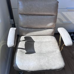 Modern Faux Leather Office Chair – Brown Gold Base