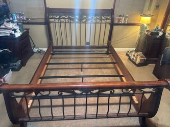 Queen Cherry Sleigh Bed Frame