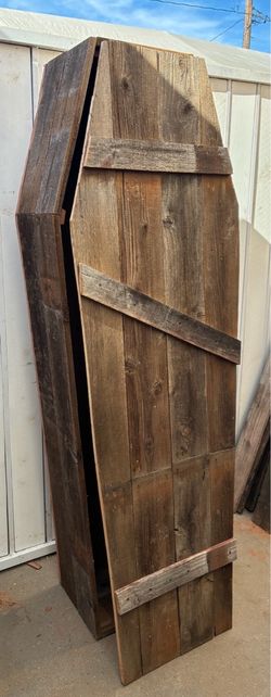 Rustic Reclaimed Wood creepy Halloween Coffin