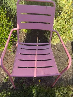 Pink metal outdoor chairs
