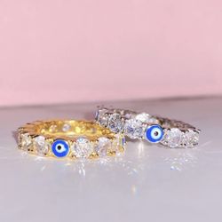 Gold Plated Evil Eye eternity style ring