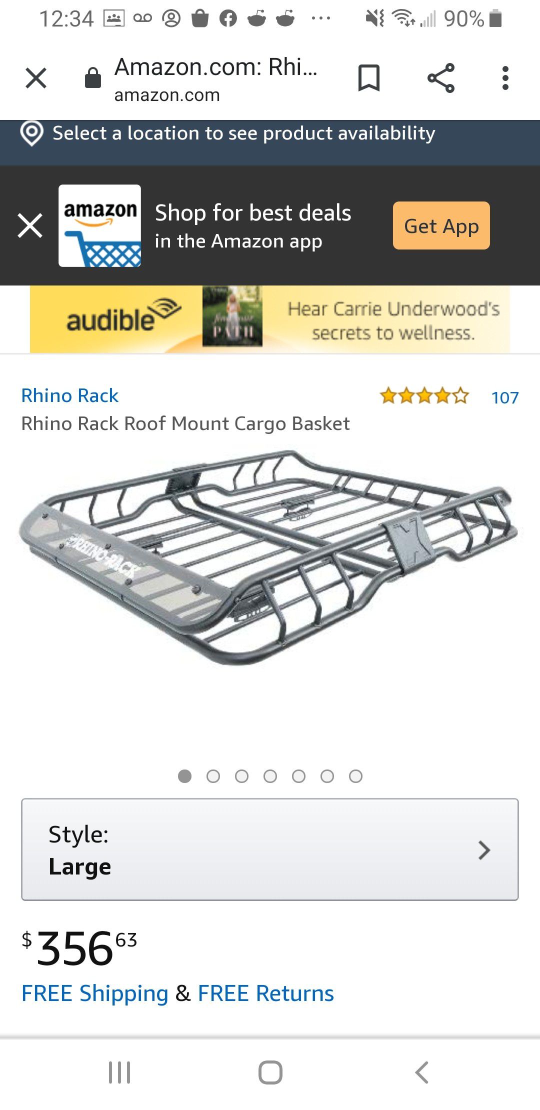 Rhino roof rack basket and bars