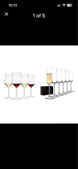 2 Set of 6 and 4 Crystal Champagne Flutes Hand Blown Lead Free Wine Glasses Hand Blown