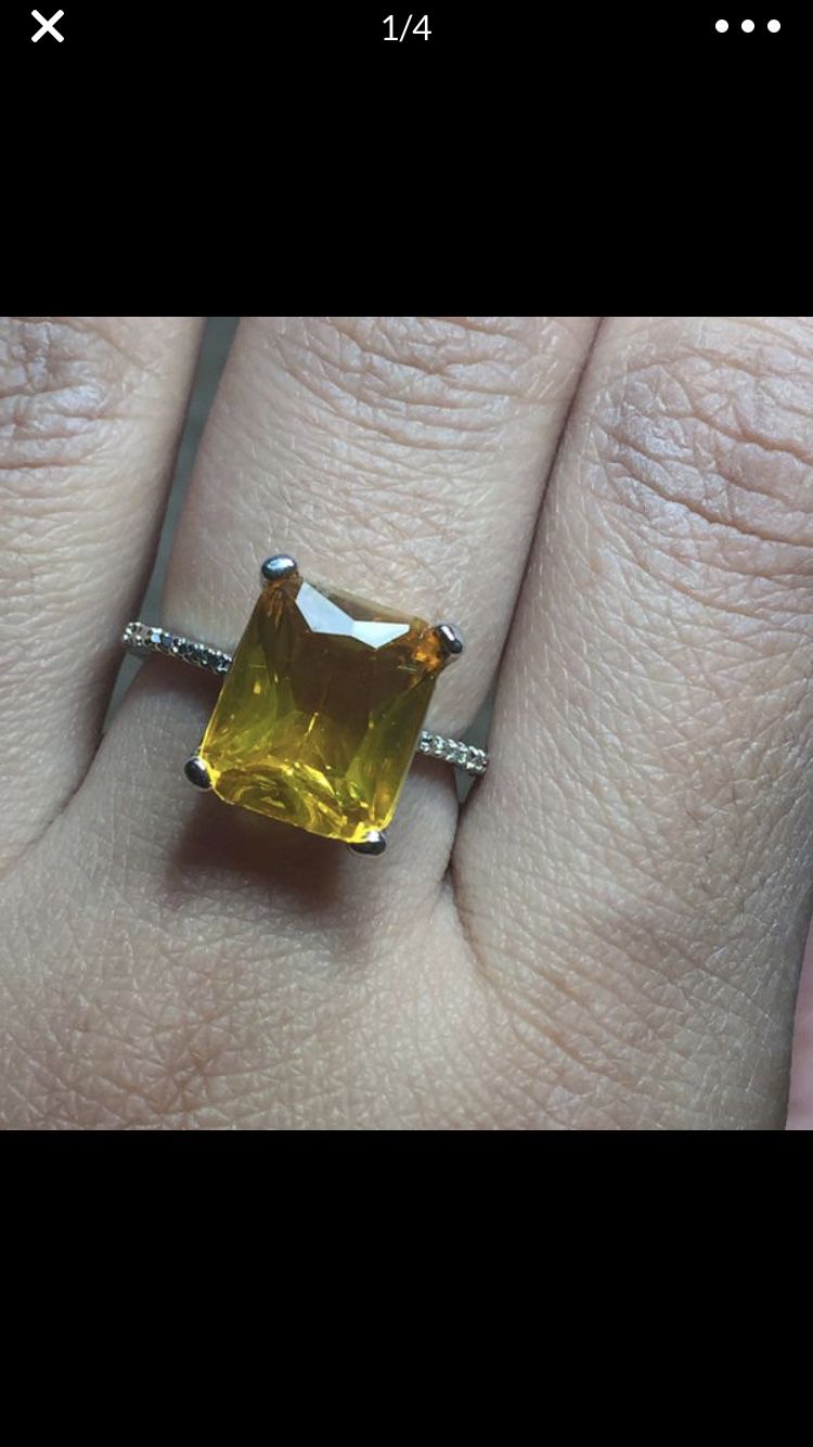 Sterling silver plated citrine ring women’s jewelry accessory fashion jewelry sz 7 and 8 available