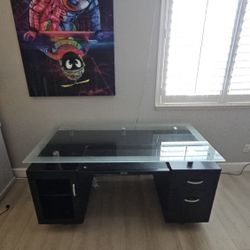 Modern Glass Top Computer Desk