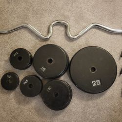 Curl Bar and Weight Set (130 Lbs)
