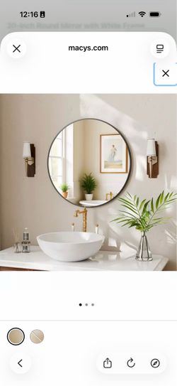20-Inch Round Mirror with White Frame