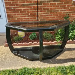 Console Table Black With Glass Top Entryway Table