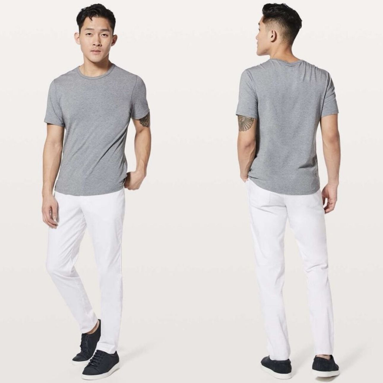 LULULEMON Mens White Swift Cotton ABC Slim Leg Athleisure Casual Trouser Pant